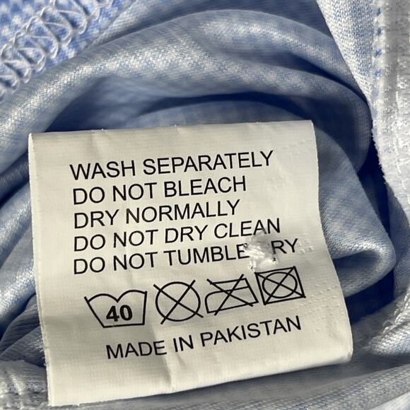 Collars & Co Polo Shirt Mens L Blue Houndstooth Performance Golf Dress Collar - Picture 8 of 8